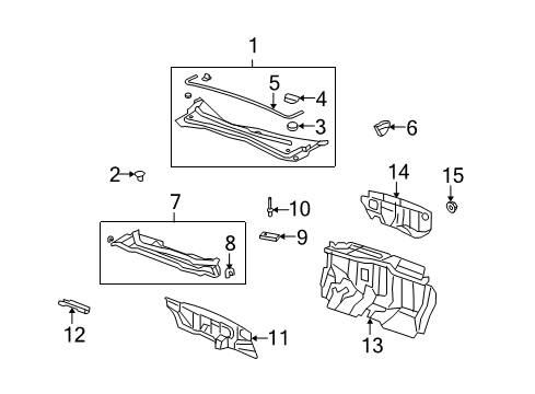 2011 Acura MDX Cowl Lid, Front Cowl Top Driver Diagram for 74215-STX-A00