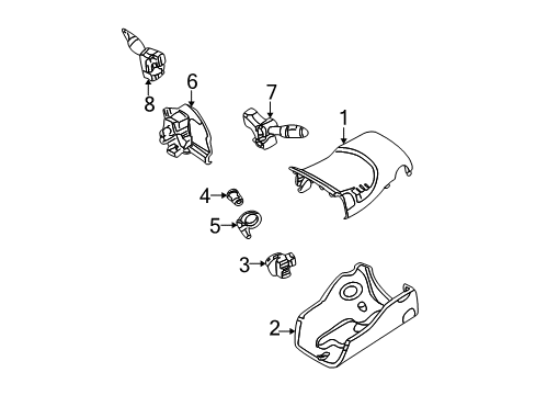 2002 Ford Focus Shroud, Switches & Levers Cylinder & Keys Diagram for 1S4Z7422050JA