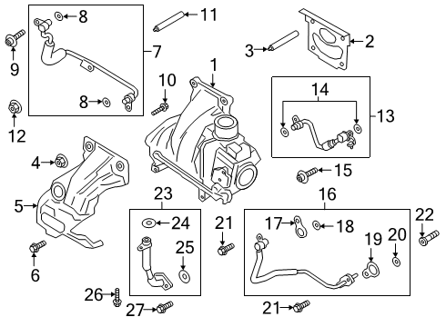 2020 Ford Ranger Turbocharger Water Inlet Tube Diagram for LB5Z-8A520-A