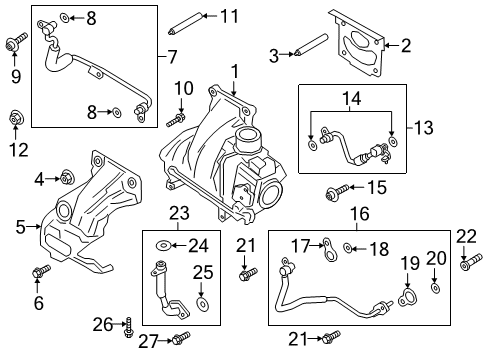 2020 Ford Ranger Turbocharger Oil Outlet Tube Diagram for LB5Z-6L092-A