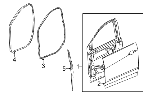 2020 Cadillac XT6 Front Door Weatherstrip On Body Diagram for 84631685