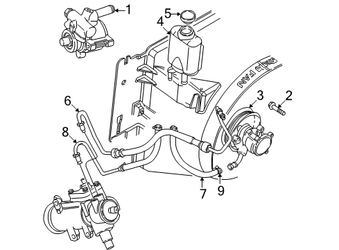 2003 Jeep Wrangler P/S Pump & Hoses, Steering Gear & Linkage Line-Power Steering Return Diagram for 52089014AC