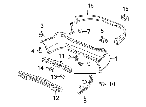 2003 Honda Accord Rear Bumper Grommet, Screw (5MM) Diagram for 90664-SB3-003