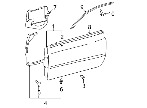 2005 Toyota Solara Door & Components Lower Weatherstrip Diagram for 67861-AA050