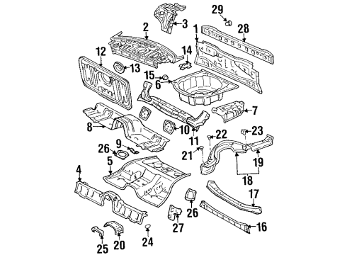 1992 Lexus SC300 Rear Body Pan, Center Floor Diagram for 58211-24900