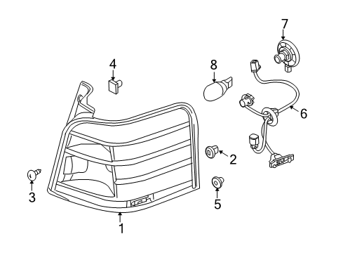 2009 Ford Taurus X Bulbs Tail Lamp Assembly Diagram for 8F9Z-13405-A