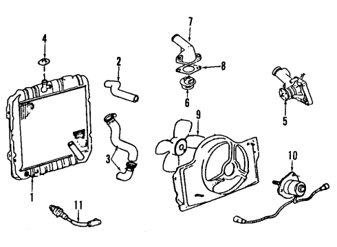 1997 Hyundai Accent Cooling System, Radiator, Water Pump, Cooling Fan Motor-Radiator Cooling Fan Diagram for 25386-22120