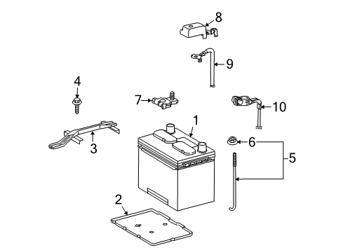 2009 Toyota Venza Battery Hold Down Clamp Diagram for 74404-0T010