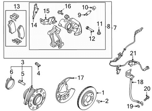 2022 Kia Sorento Rear Brakes Cable Assembly-ABSEXT, R Diagram for 58960P2000