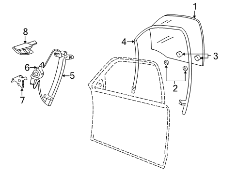 2006 Mercury Grand Marquis Front Door Regulator Diagram for 6W7Z-5423209-AA