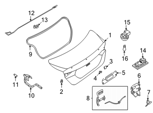 2021 Nissan Sentra Bulbs Hinge Assy-Trunk Lid, LH Diagram for 84401-6LB0A