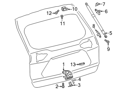 2022 Toyota Corolla Cross Lock & Hardware Lift Cylinder Upper Bracket Diagram for 68946-0A060