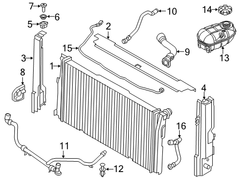 2016 BMW 435i xDrive Gran Coupe Radiator & Components Radiator Coolant Hose Diagram for 17127627509