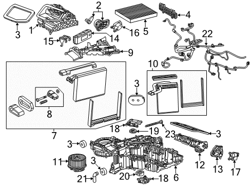 2015 GMC Sierra 3500 HD HVAC Case Upper Cover Diagram for 22853983