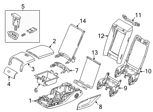 2019 BMW 750i Rear Seat Components Trim, Centre Armrest, Front Top Diagram for 52207440573