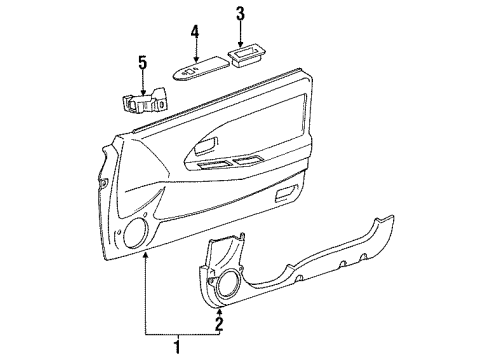 1993 Toyota MR2 Interior Trim - Door Panel, Door Armrest Base, LH Diagram for 74232-17080-22