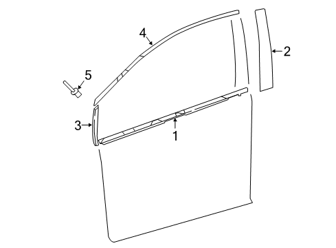 2017 Toyota Prius Prime Exterior Trim - Front Door Body Side Molding Diagram for PT938-47160-11