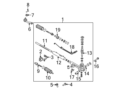 2004 Kia Sorento Steering Column & Wheel, Steering Gear & Linkage Boot Assembly Diagram for 577603E010