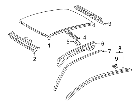 2001 Toyota Tundra Roof & Components Weatherstrip Diagram for 62382-0C010