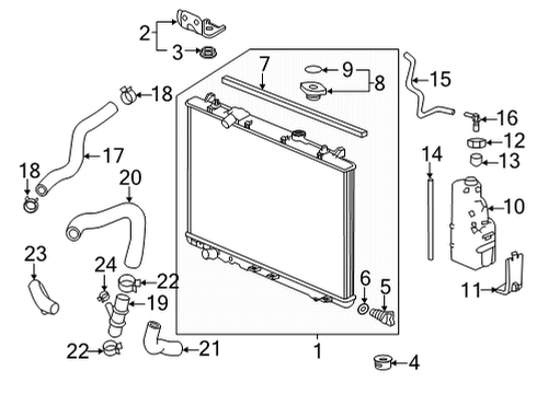 2022 Honda Ridgeline Radiator & Components Clip, Hose (18.7MM) Diagram for 19512-PK2-003