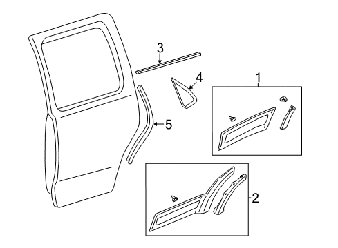 2003 Ford Escape Exterior Trim - Rear Door Body Side Molding Diagram for YL8Z-78101A04-FAB