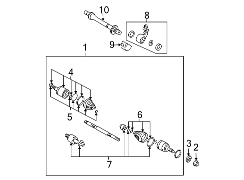 2005 Hyundai Tucson Drive Axles - Front Shaft Assembly-Drive, RH Diagram for 49500-2E500