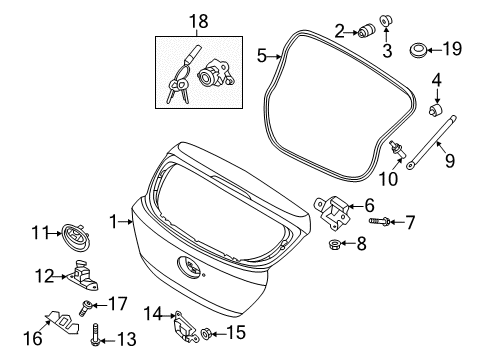 2012 Hyundai Accent Lift Gate Nut(Windshield Washer) Diagram for 13270-06001