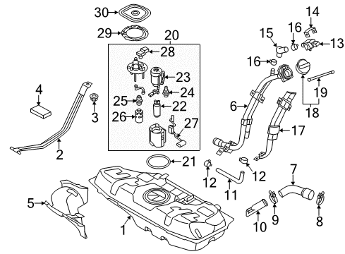 2012 Kia Rio Fuel Injection Fuel Tank Assembly Diagram for 311501R500