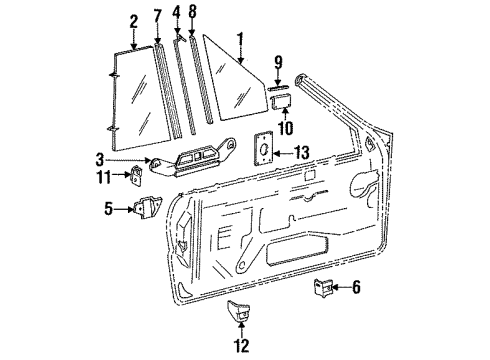 1992 Dodge Shadow Door - Glass & Hardware Gear Pkg-& PINION Window Regulator Motor L/SHFT Diagram for 4467350