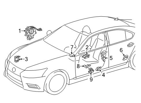 2015 Lexus LS600h Air Bag Components Sensor, Side Air Bag Diagram for 89831-28010