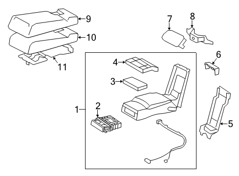 2014 Lexus LS600h Power Seats Center Seat Cushion Cover Sub-Assembly Diagram for 71097-50290-A1