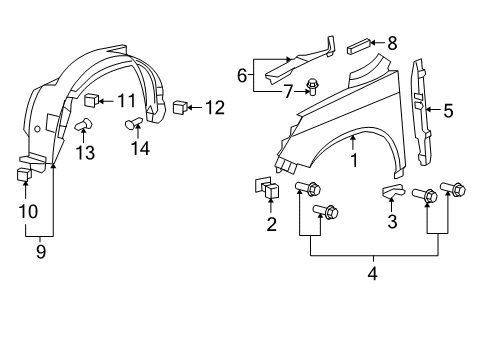 2008 Honda CR-V Fender & Components Panel, Right Front Fender (Dot) Diagram for 60211-SWA-A91ZZ