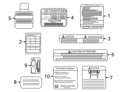 2016 Nissan NV3500 Information Labels Label-Caution, Air Conditioner Diagram for 27090-1PA0A