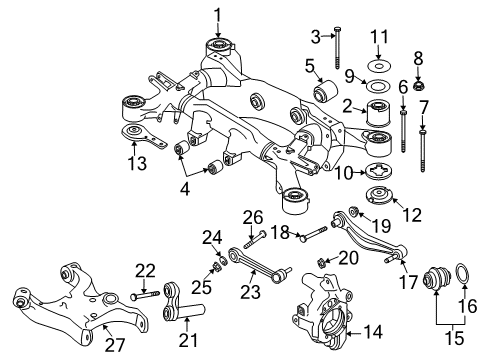 2003 BMW 760Li Rear Suspension Components, Lower Control Arm, Upper Control Arm, Ride Control, Stabilizer Bar Damping Washer Diagram for 33316755895
