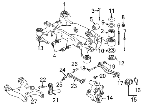 2003 BMW 760Li Rear Suspension Components, Lower Control Arm, Upper Control Arm, Ride Control, Stabilizer Bar Stopper Diagram for 33316778042