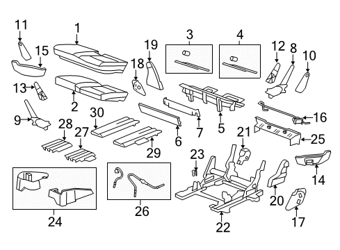 2011 Buick Enclave Second Row Seats Track End Cover Diagram for 25867463