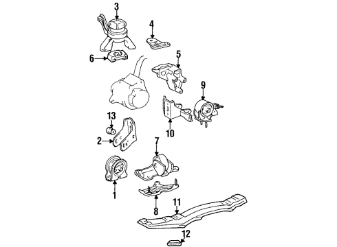 1995 Toyota Celica Engine & Trans Mounting Bracket, Engine Mounting, Rear Diagram for 12321-74321