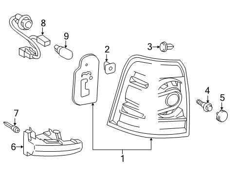 2015 Toyota Land Cruiser Bulbs Tail Lamp Assembly Diagram for 81561-60A70