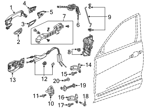 2019 Acura RDX Front Door Hndll, Front (White Diamond Pearl) Diagram for 72181-TJB-A71ZG