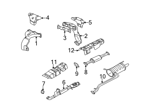 2001 Kia Optima Exhaust Manifold Protector-Heat, RH Diagram for 28525-37360