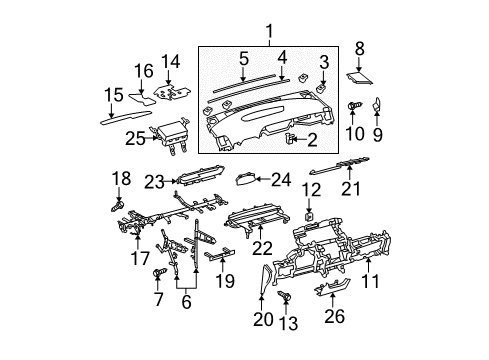 2013 Toyota Prius Instrument Panel Mount Bracket Diagram for 55307-47020