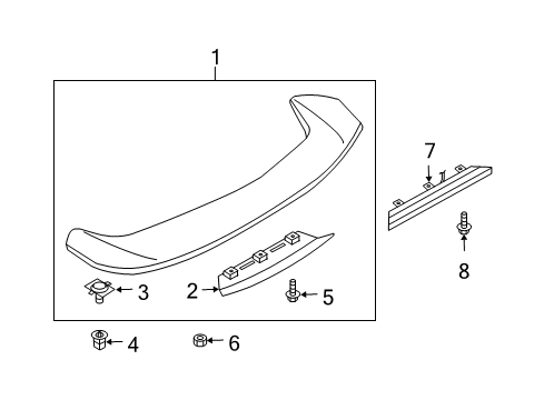2003 Infiniti G35 Trunk Lid - Spoiler Lamp Assembly-Stop, High Mounting Diagram for 26590-AM800