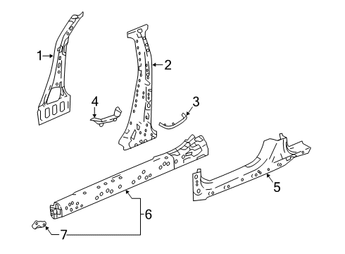 2019 Honda Accord Center Pillar & Rocker Pillar, L. Center (Inner) Diagram for 64620-TVA-305ZZ