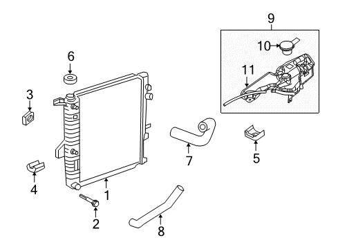 2008 Ford Explorer Sport Trac Radiator & Components Radiator Upper Insulator Diagram for 2C5Z-8125-EA