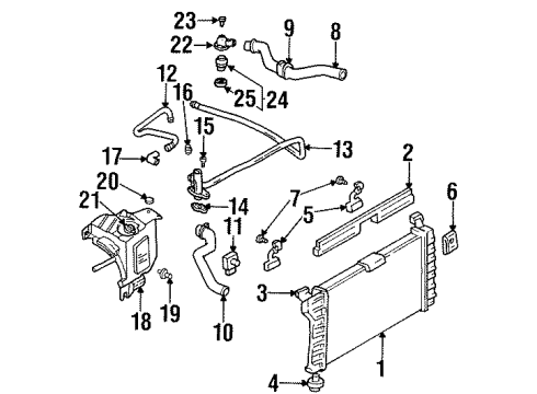 1995 Chevrolet Lumina Radiator & Components Thermostat Bypass Pipe Assembly Diagram for 10182397