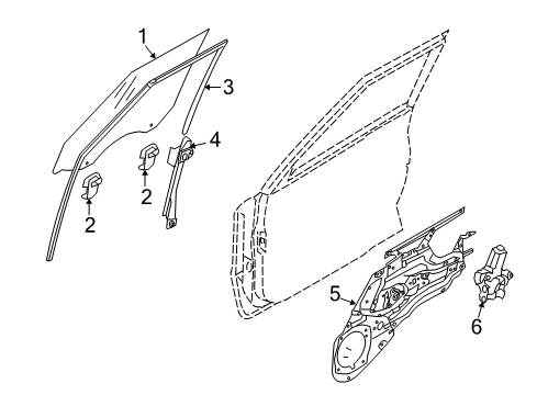 2011 Kia Soul Front Door Run Assembly-Front Door Window Glass Diagram for 825402K000