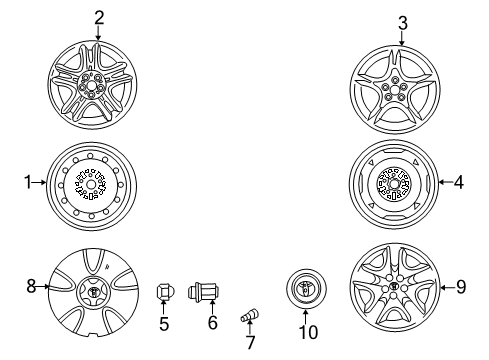 2003 Toyota Celica Wheels, Covers & Trim Wheel Cover Diagram for 42603-20630