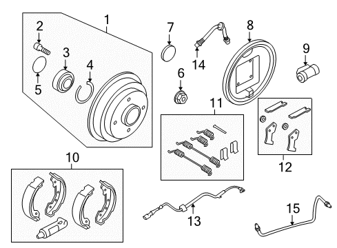 2009 Ford Focus Brake Components Retainer Nut Diagram for FS4Z-3B477-A