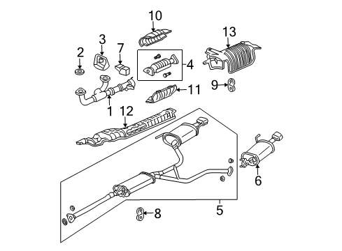 2006 Acura MDX Exhaust Components Muffler Set, Driver Side Exhaust Diagram for 18035-S3V-A21