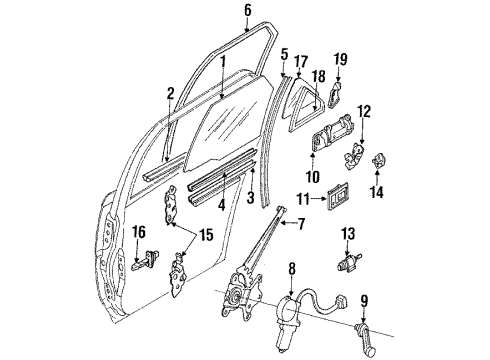 1989 Toyota Corolla Rear Door - Glass & Hardware Lock Diagram for 69330-12180